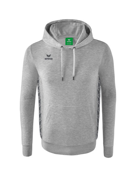 Erima Kapuzenpullover Essential Team Kapuzensweat (weiche Baumwolle, Rippbündchen) hellgrau/grau Herren